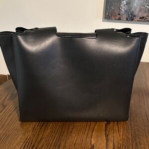 New Day Black Faux Leather Tote Bag